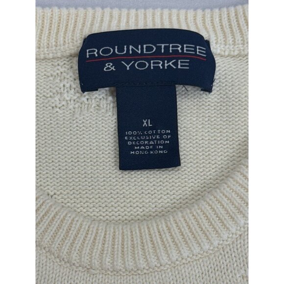 Roundtree & Yorke Mens White Slayer Holiday Pullover Sweater Size XL Long Sleeve - Picture 4 of 8